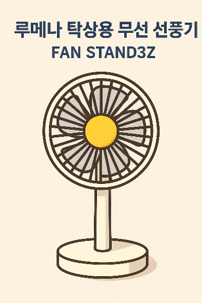 여름철 실내외에서 활용하기 좋은 루메나 탁상용 무선 선풍기 FAN STAND3Z 제품 이미지