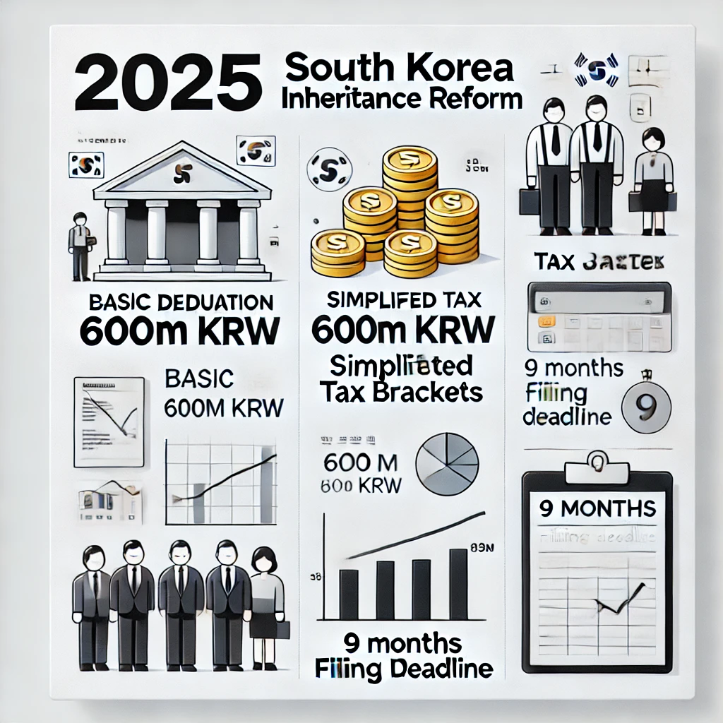 2025년 상속세 개편안 -화이트 톤-기초공제-세율구간-신고기한
