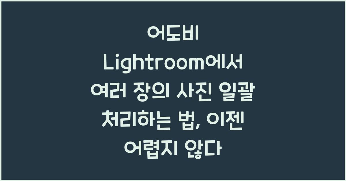 어도비 Lightroom에서 여러 장의 사진 일괄 처리하는 법