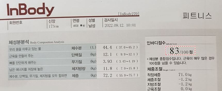  인바디 측정 후 운동 변화 및 다이어트 식단