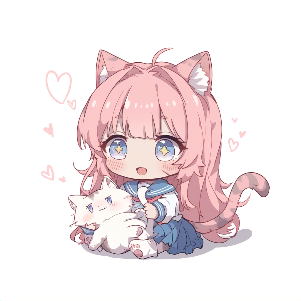 SD character and cat