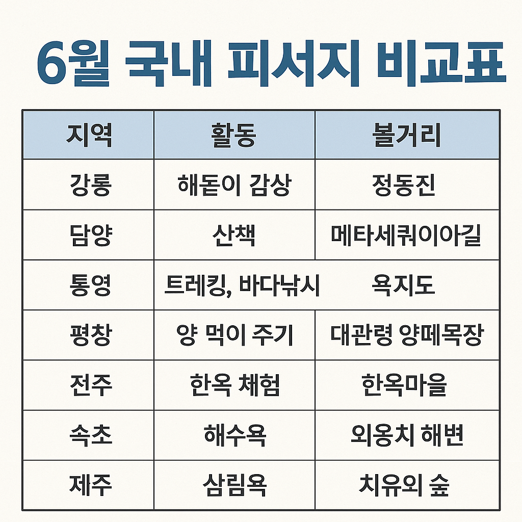 6월 국내여행 추천 BEST 7｜초여름 피서지 완벽 가이드