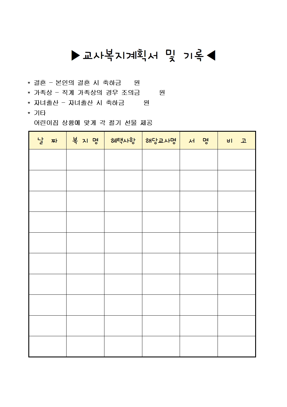  4-3-3 보육교직원을 위한 복지제도를 운영하고 있다. / 어린이집 평가제 4영역 보육교직원의 처우와 복지 / 어린이집 평가제 필수서류