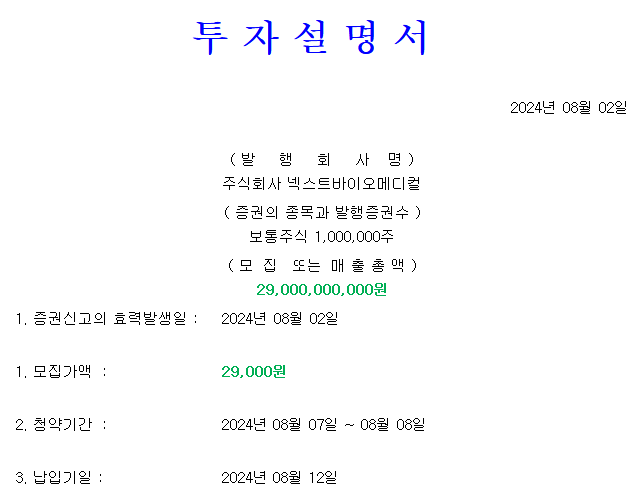 넥스트바이오메디컬 공모가