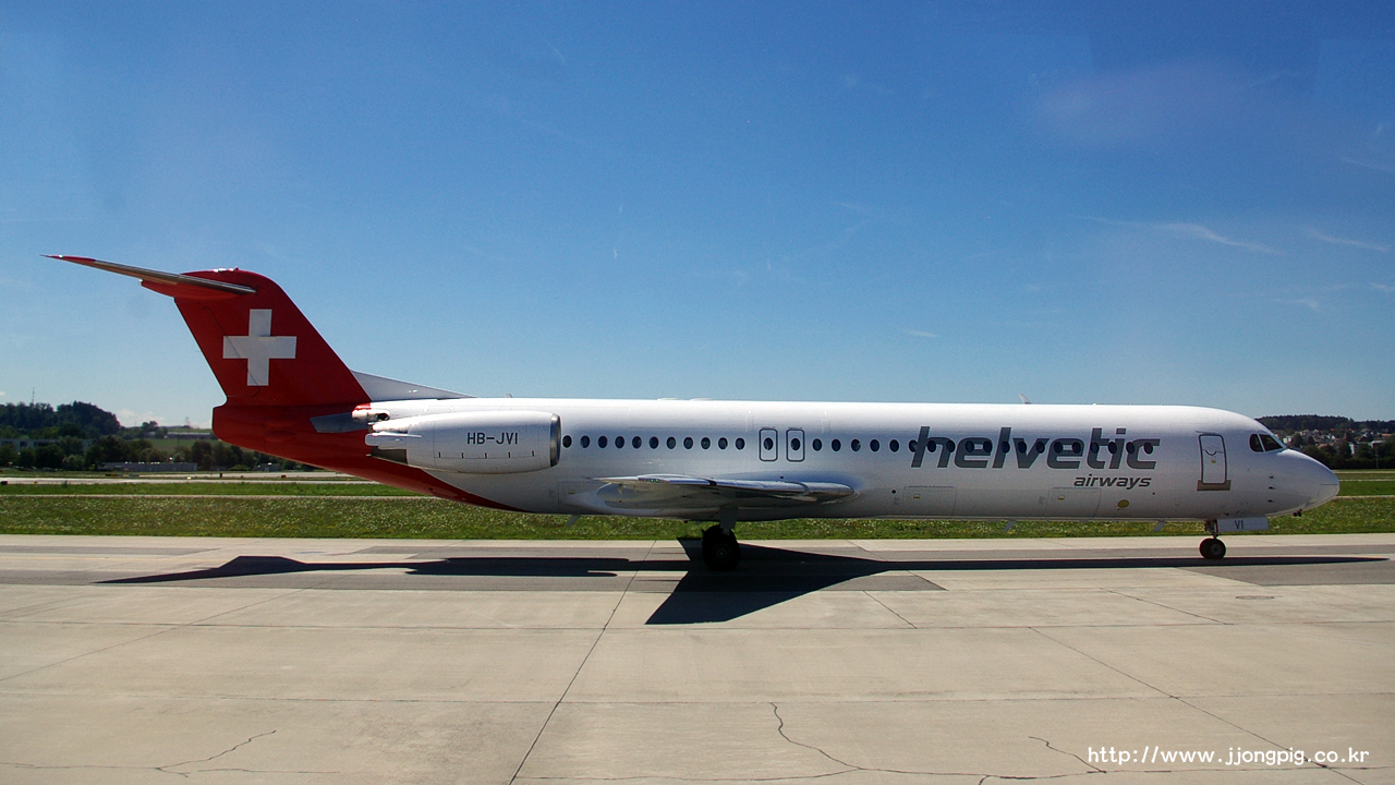 Helvetic Airways2L OAW HB-JVI 100 Fokker 100 F100 취리히 - 클로텐 Zurich - Kloten ZRH LSZH
