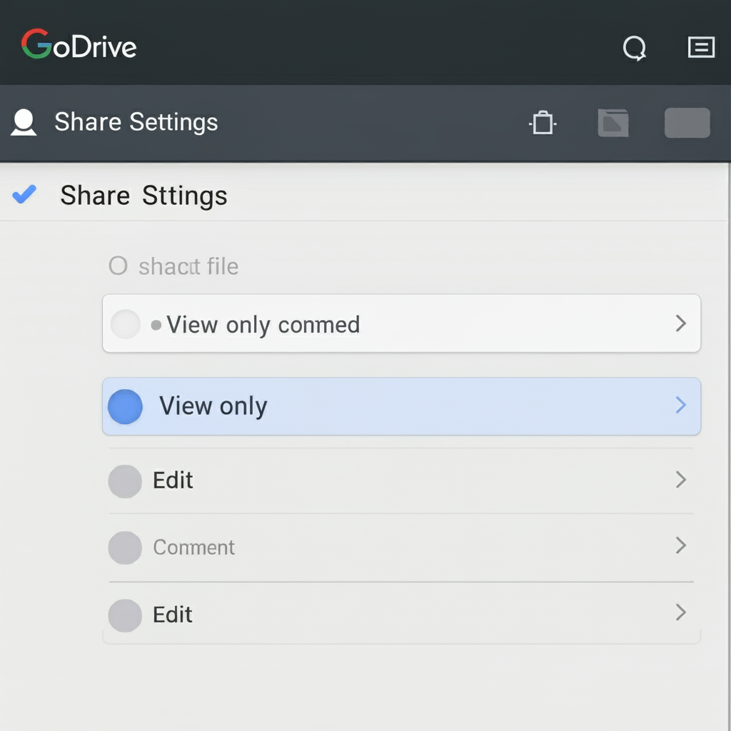 구글 드라이브 공유 권한 설정 화면, 보기, 댓글 작성, 편집 옵션 선택