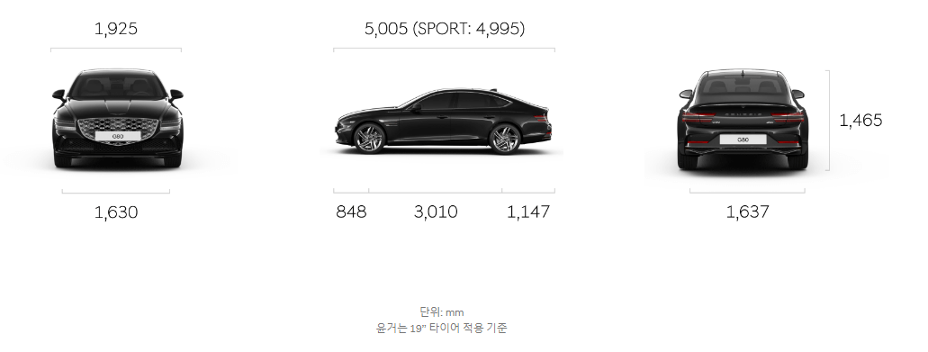 제네시스 G80 부분 변경 신형 제원