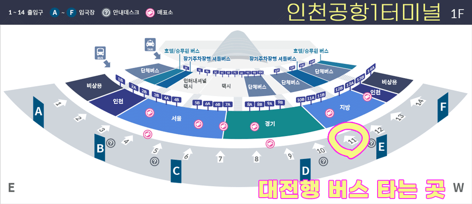 인천공항에서 대전가는 버스 타는 곳