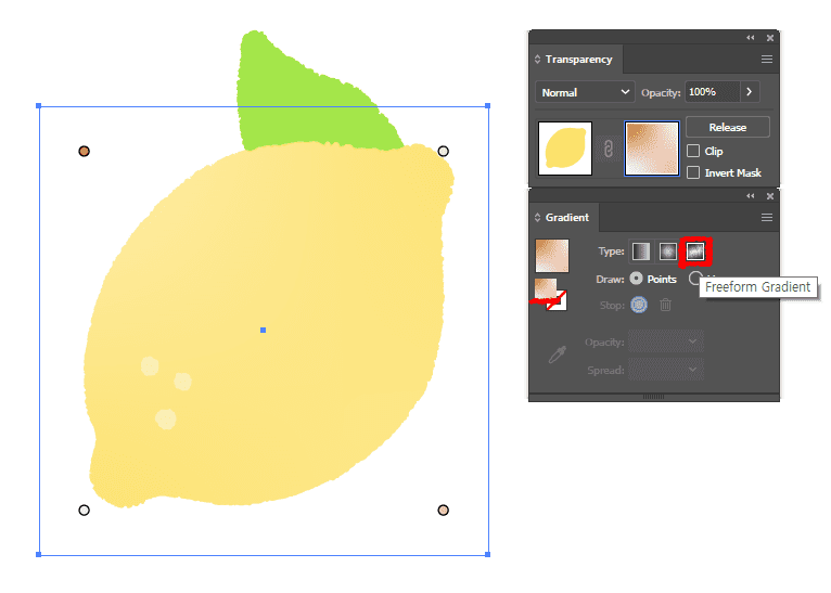 일러스트레이터-freeform-gradient-적용