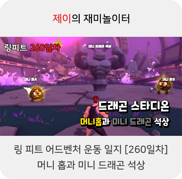  링 피트 어드벤처 운동 일지 [260일차] - 머니 홉과 미니 드래곤 석상