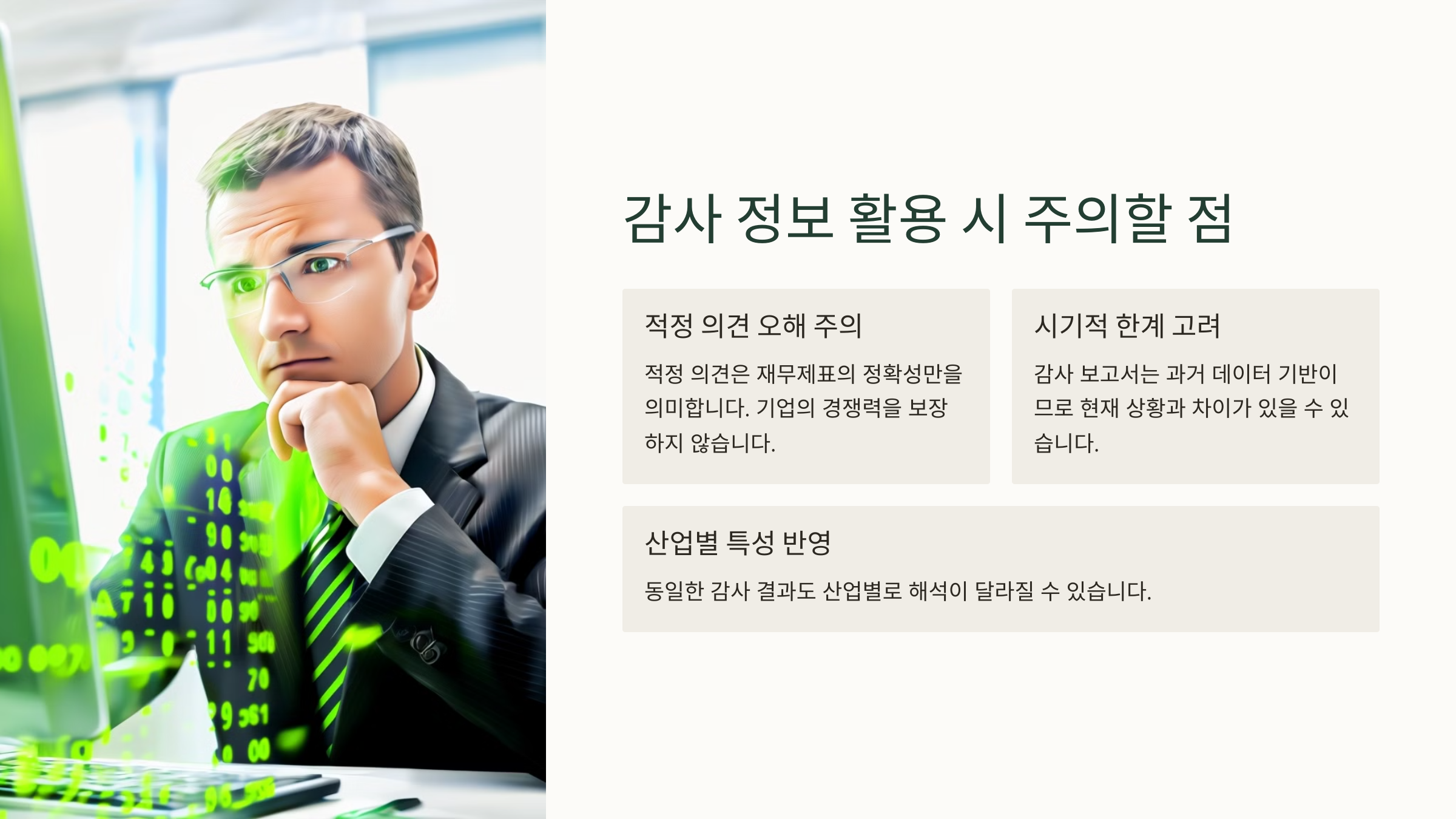 감사 정보 활용 시 주의할 점