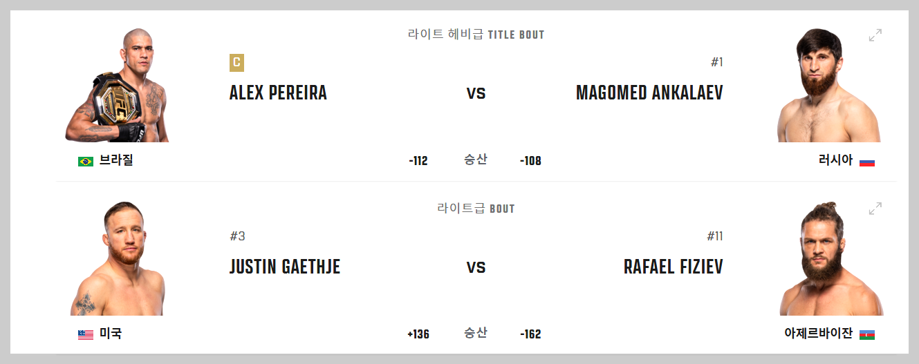 UFC 313 경기일정 중계방송 페레이라 안칼라예프 분석