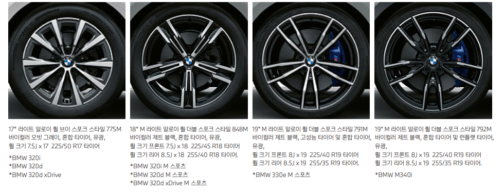 bmw 3시리즈 휠타이어 디자인