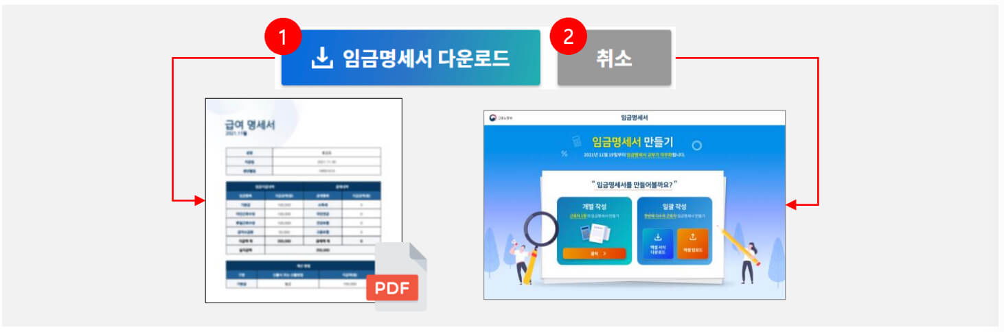 임금명세서 다운로드