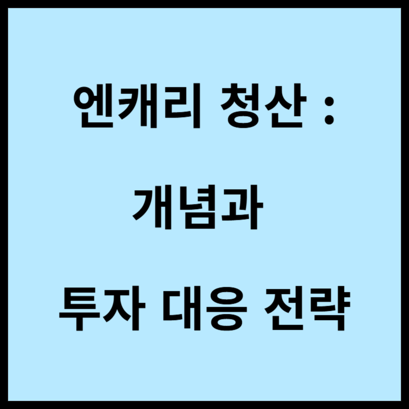 엔캐리 청산 : 개념과 투자 대응 전략