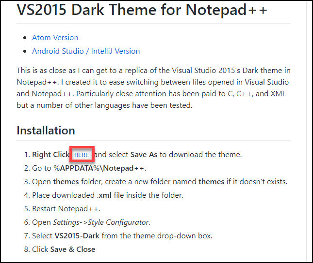 notepad++ 테마 변경 방법 / VSCode2015 Dark / 다크모드 하는 방법 notepad++ 테마 변경 방법 / VSCode2015 Dark / 다크모드 하는 방법