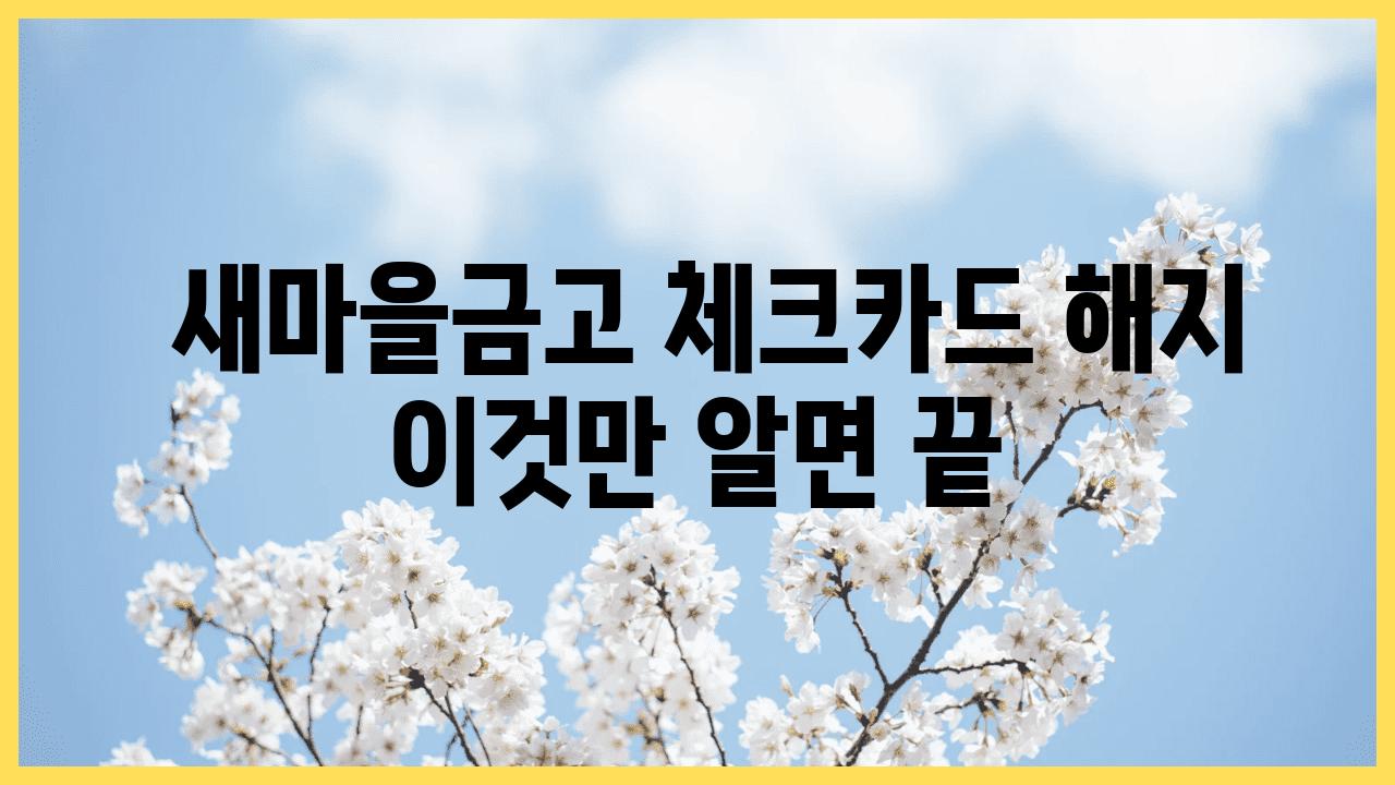  새마을금고 체크카드 해지 이것만 알면 끝