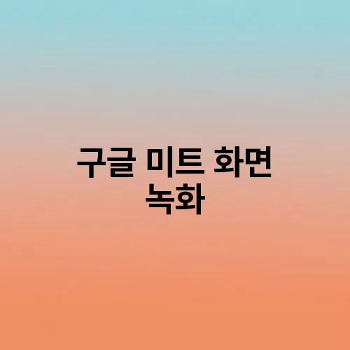 구글 미트 화면 녹화