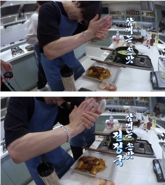  방탄소년단 정국, 맨손으로 통깨 빻으며 드러난 '쪼개진 팔근육' 자랑