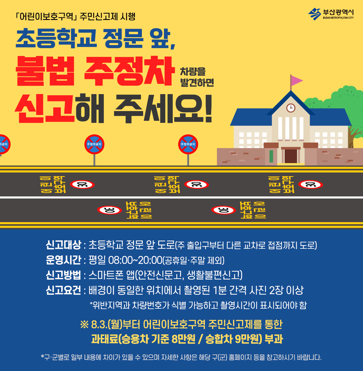  초등학교 정문앞, 불법 주정차 신고하기