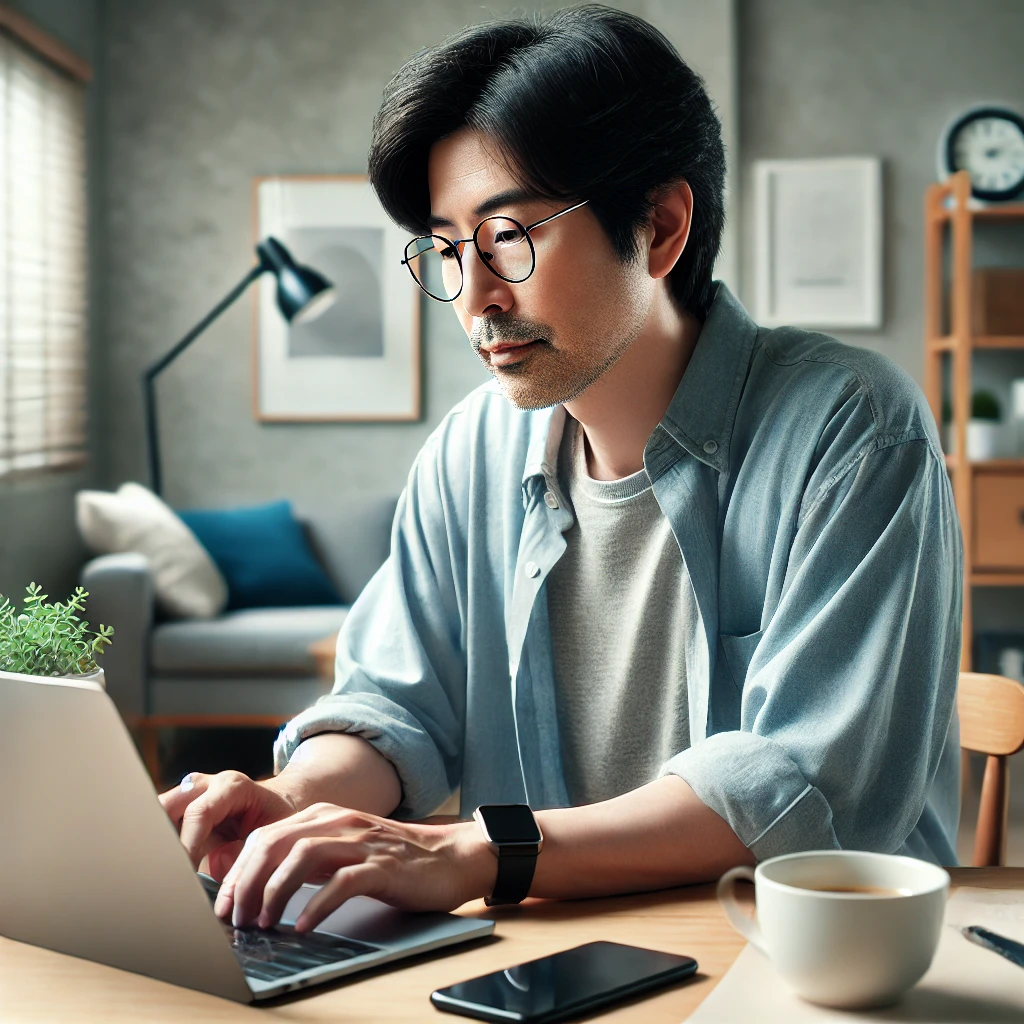 프리랜서가 종합소득세 신고를 위해 홈택스에 접속 중
