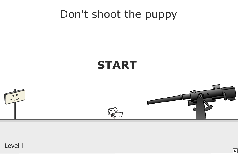 Don&amp;#39;t shoot the puppy 시작화면