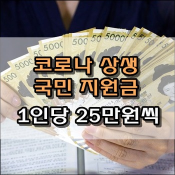  코로나 상생 국민지원금 재난지원금 1인당 25만원씩