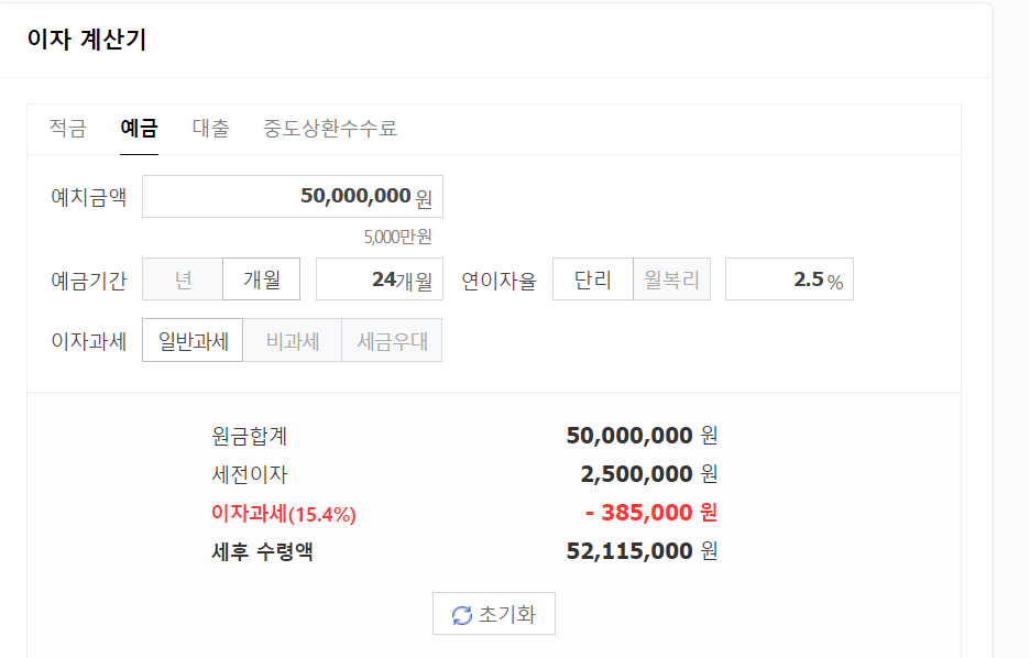 정기예금 이자계산 쉽게하는방법