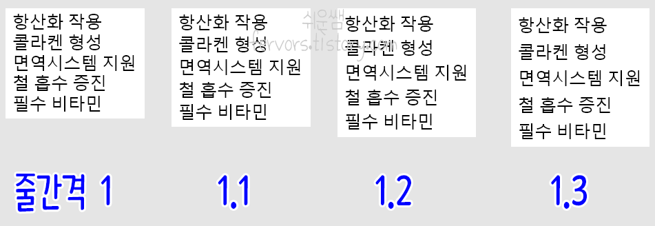 줄간격 미세 조정 결과