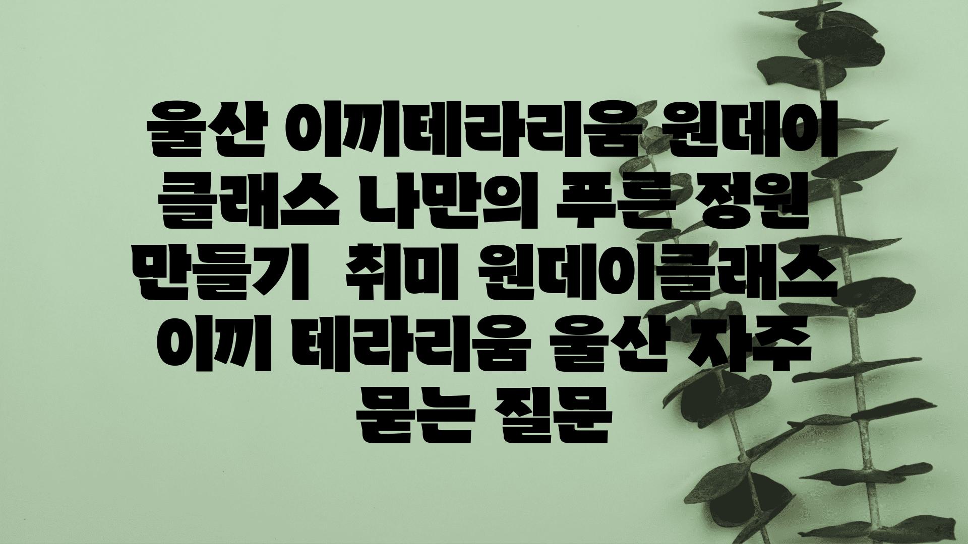  울산 이끼테라리움 원데이 클래스 나만의 푸른 정원 만들기  취미 원데이클래스 이끼 테라리움 울산 자주 묻는 질문