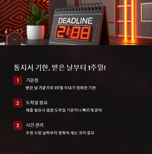 통지서 기한 받은 날부터 1주일