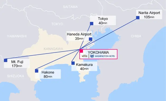 요코하마 위치 (source: yokohama-s.washington-hotels.jp/)