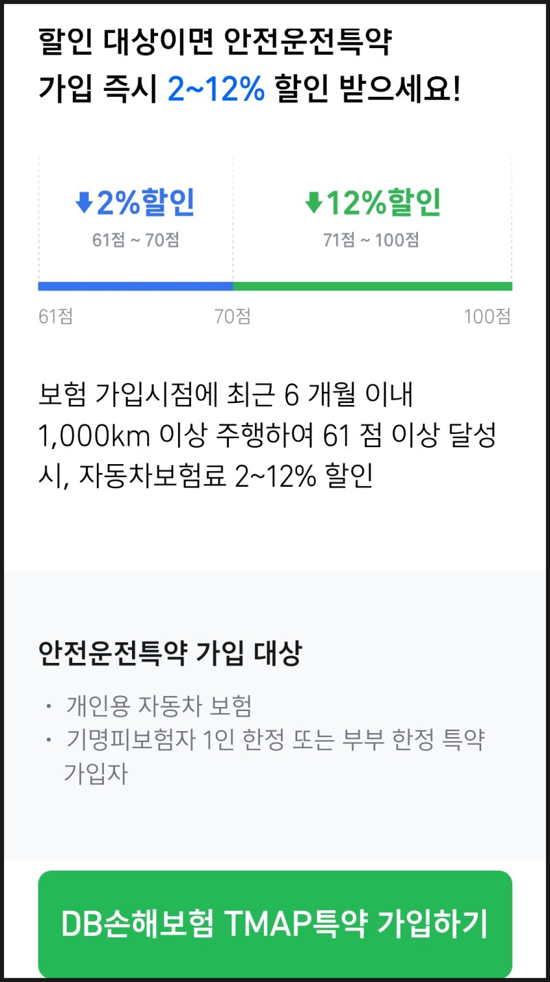 TMAP안전점수로 자동차보험 할인받기