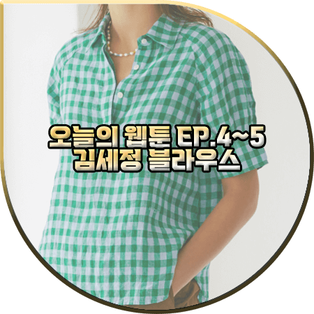  오늘의 웹툰 4회~5회 김세정 블라우스 :: 헤지스 그린 체크 5부 반팔 셔츠 : 온마음 패션