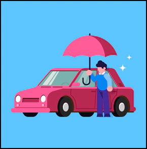 자동차-보험-할증-빨간색-자동차-우산-사람
