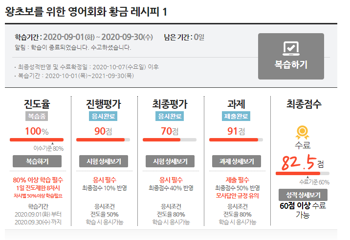  내일배움카드 수강 완료 ! [왕초보 영어]