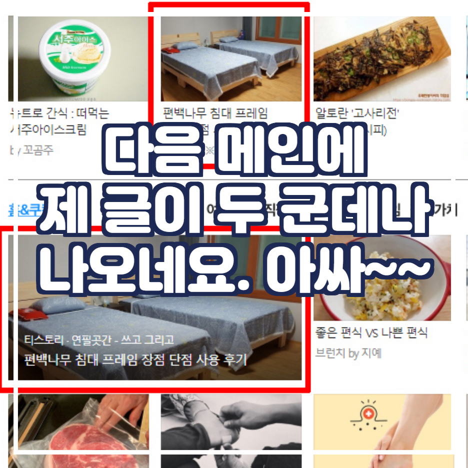  다음 메인에 제 글이 나왔어요 그것도 두 군데나