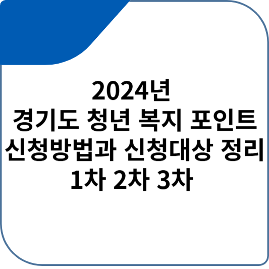2024년 경기도 청년 복지 포인트 신청방법과 신청대상 정리 1차 2차 3차