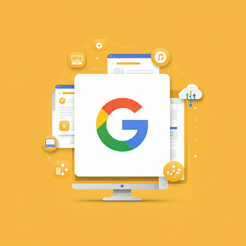 구글 프레젠테이션(구글 슬라이드)의 주요 기능을 강조한 썸네일: 실시간 협업, 클라우드 저장 및 기기 간 손쉬운 접근성