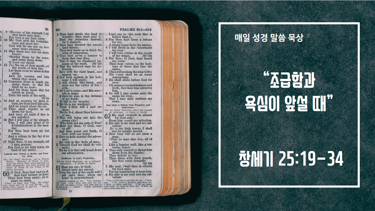  [매일 성경 묵상] 창세기 25장 19-34절
