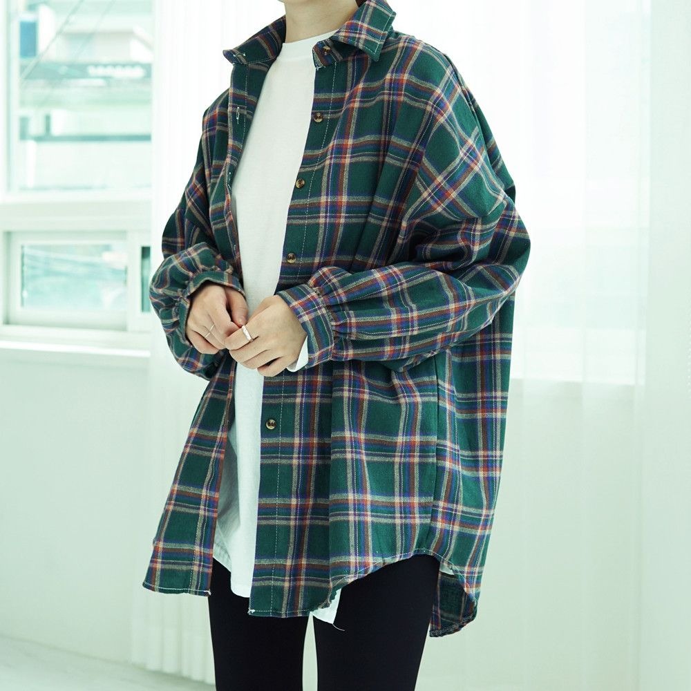 포레스트핏 기모 여리핏 오버핏 체크남방 셔츠 2컬러