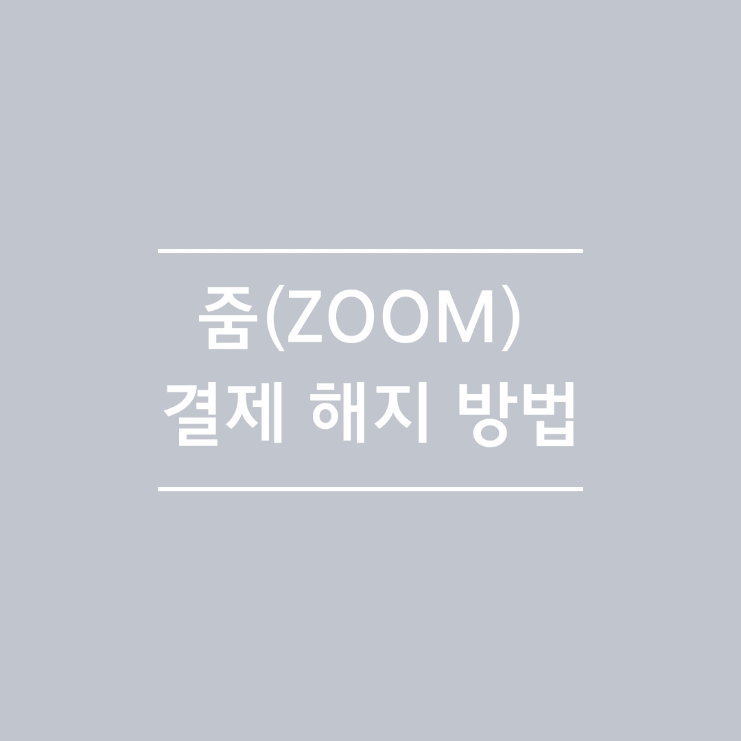  줌(ZOOM) 정기 결제 해지 방법