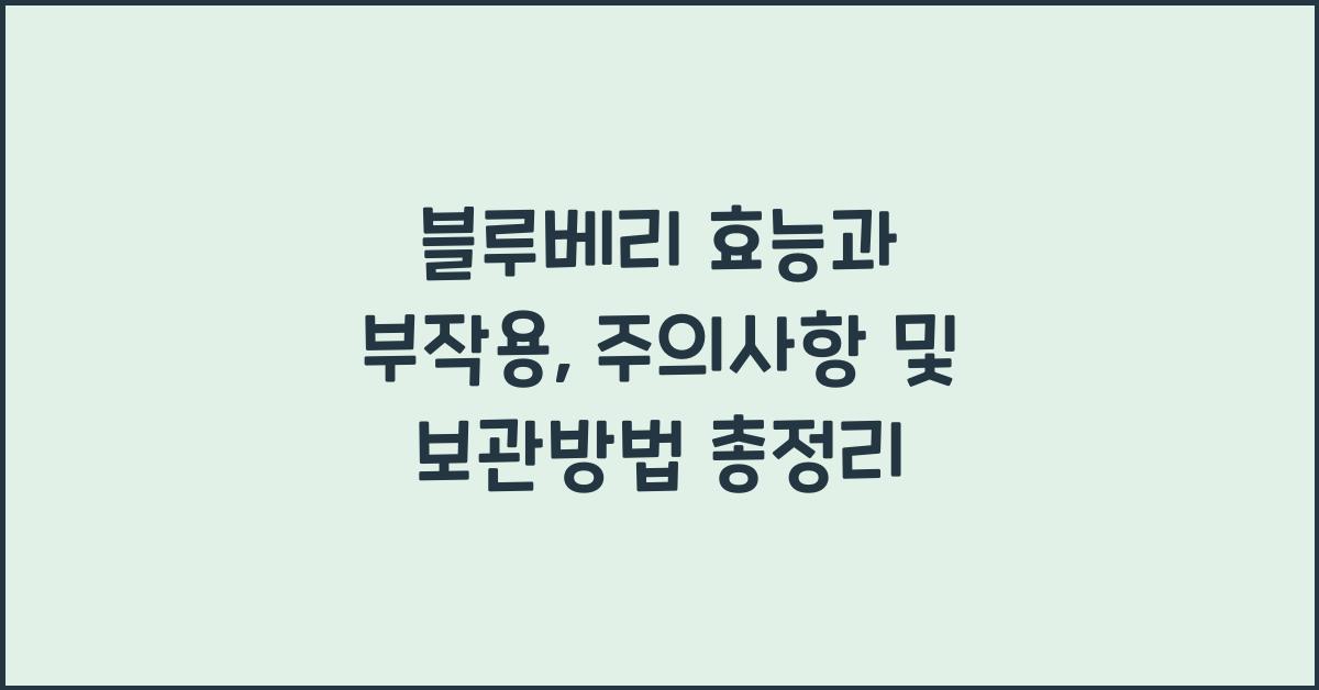 블루베리 효능과 부작용 섭취 시 주의사항과 보관방법