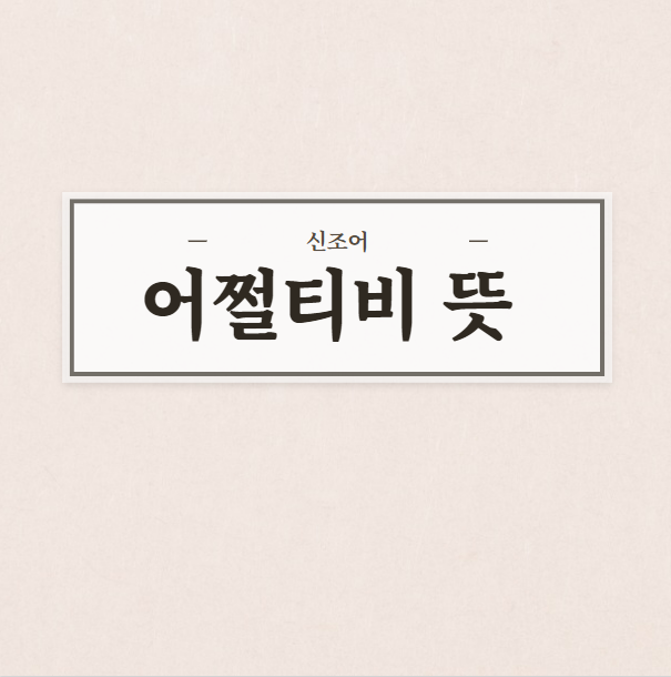  어쩔티비 뜻 저쩔티비 정확하게 알아보겠습니다