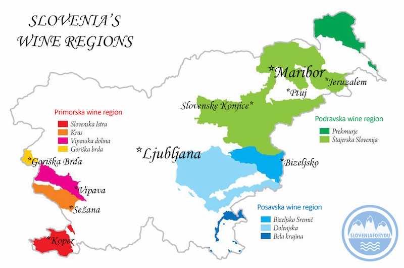 슬로베니아의 와인 생산지역 지도