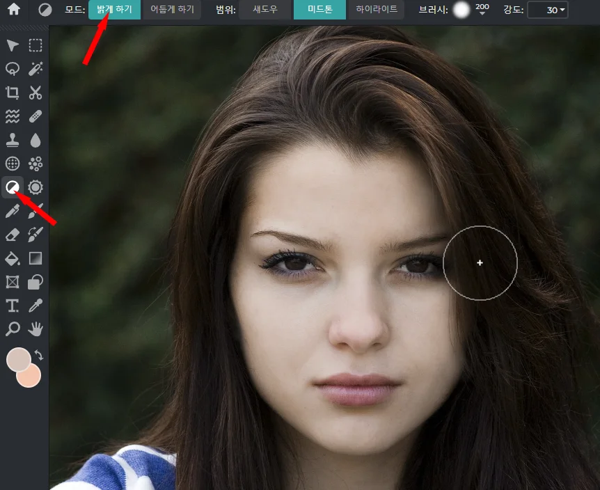 픽슬러 에디터를 통해서 사진 보정하는 모습
