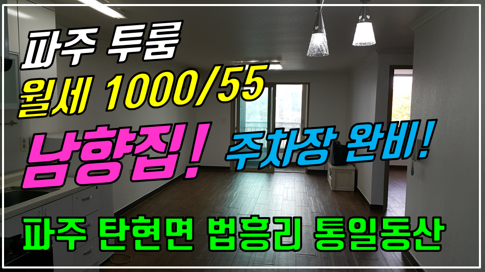  [파주 법흥리 투룸] 풀옵션 주차장 완비된 거실 넓은 남향집 2층 넓은 투룸 월세 임대, 파주 탄현면 법흥리 통일동산 투룸 월세 1000/55만