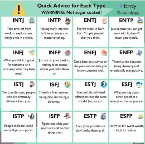  MBTI 유형별 어떤 충고가 필요할까요?