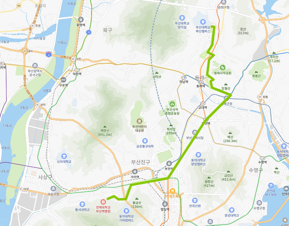  부산 110-1번 버스 노선, 시간표[가야동, 동의대, 가야역, 서면역, 부전시장, 시청, 온천장역, 부산대학교]
