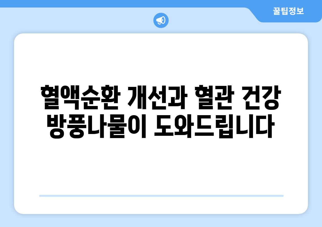 혈액순환 개선과 혈관 건강 방풍나물이 도와드립니다